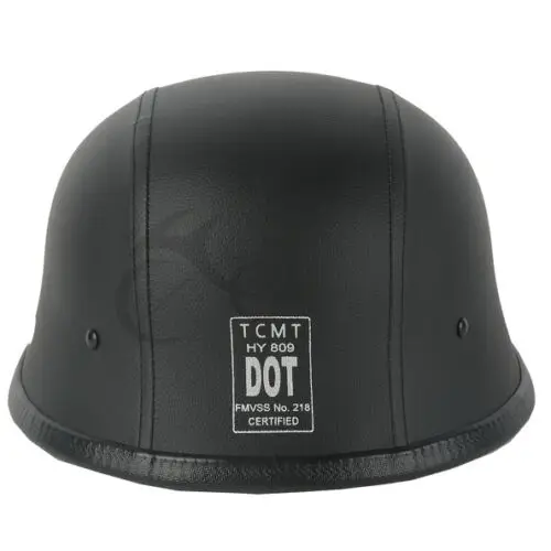 Мотоциклетный шлем в горошек немецкая черная кожаная наполовину закрывающая