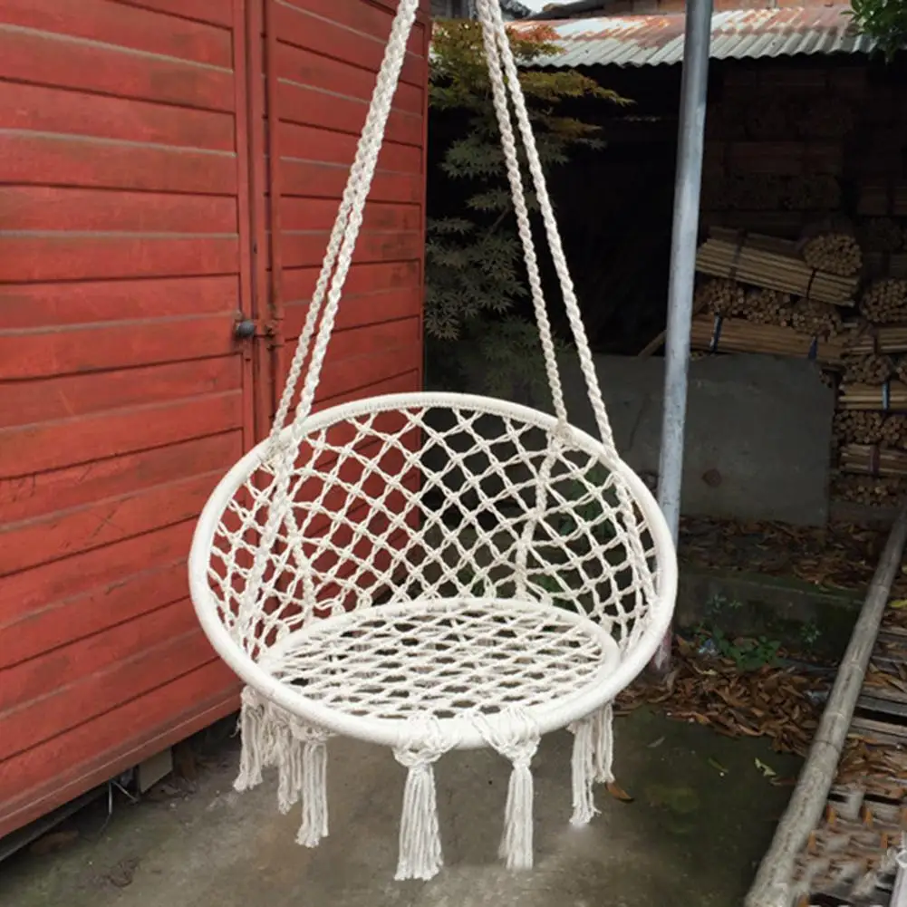 

Nordic Cotton Rope Hammock Chair Handmade Knitted Indoor Outdoor Kids Swing Bed Adult Swinging Hanging Chair Hammock