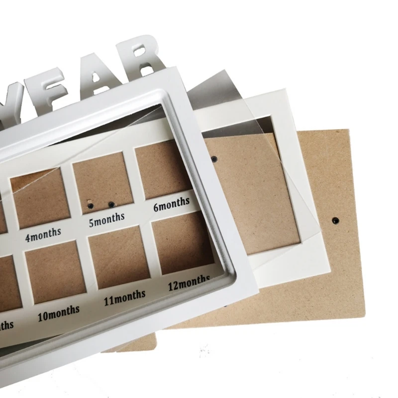 

Creative DIY 0-12 Month Baby Wall Hanging Pictures Display Stand Souvenirs Keepsake Handprint Footprint Photo Frame Kids Growing