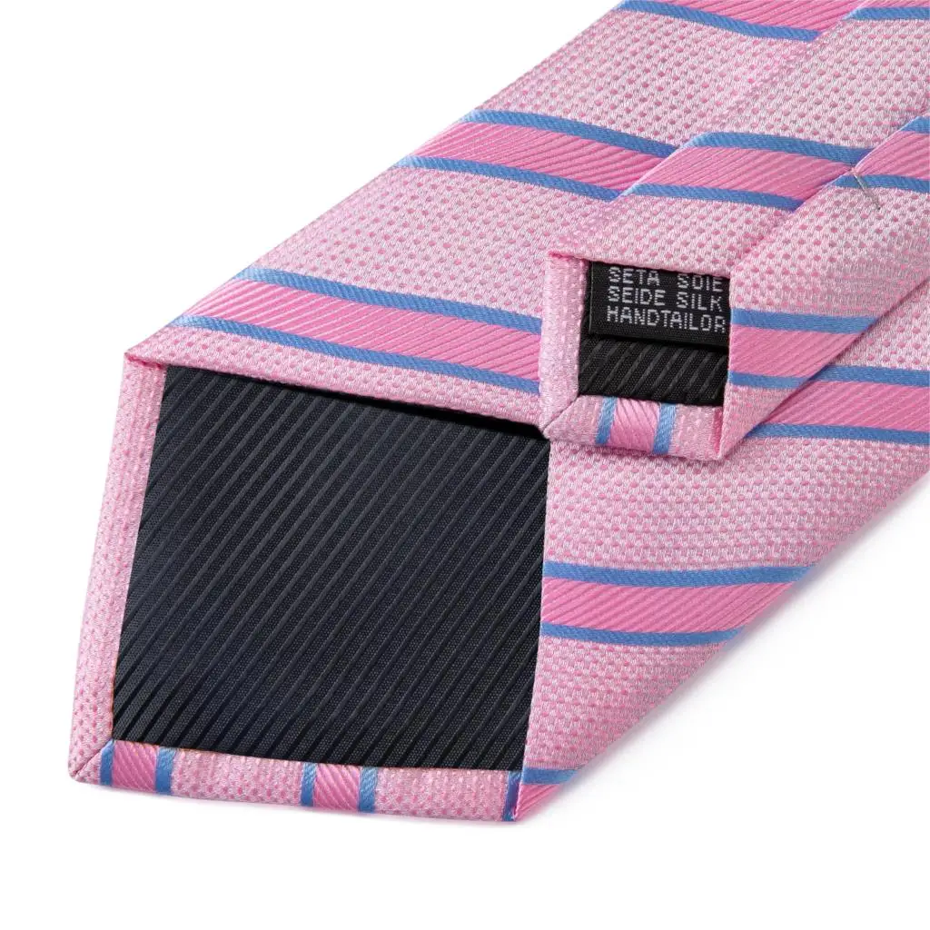 Мужской галстук розовый синий полосатый Свадебный для мужчин Запонки Hanky