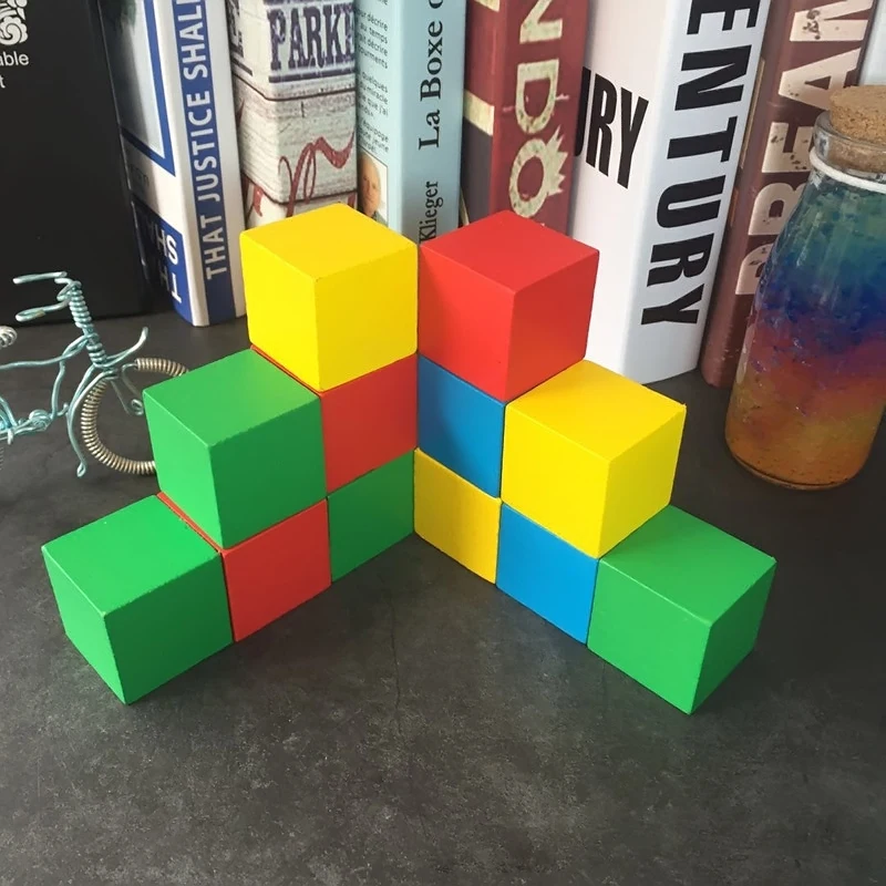 Деревянные кубики Монтессори сделай сам радужные блоки детские игрушки цветная