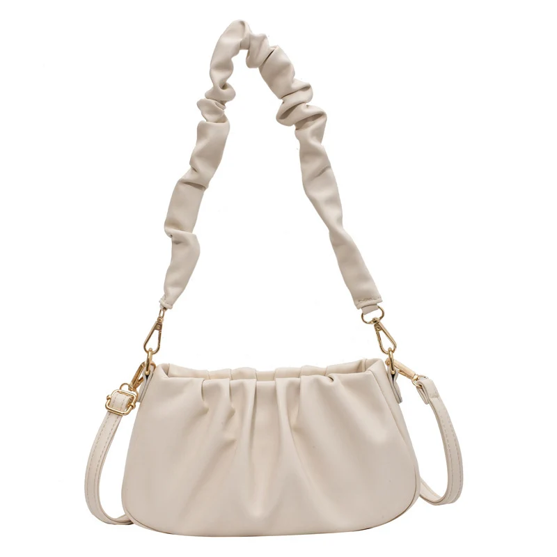 

Folds Design Underarm Bag Solid Color PU Leather Crossbody Shoulder Bags for Women 2021 Simple Women's Brand Handbags and Purses