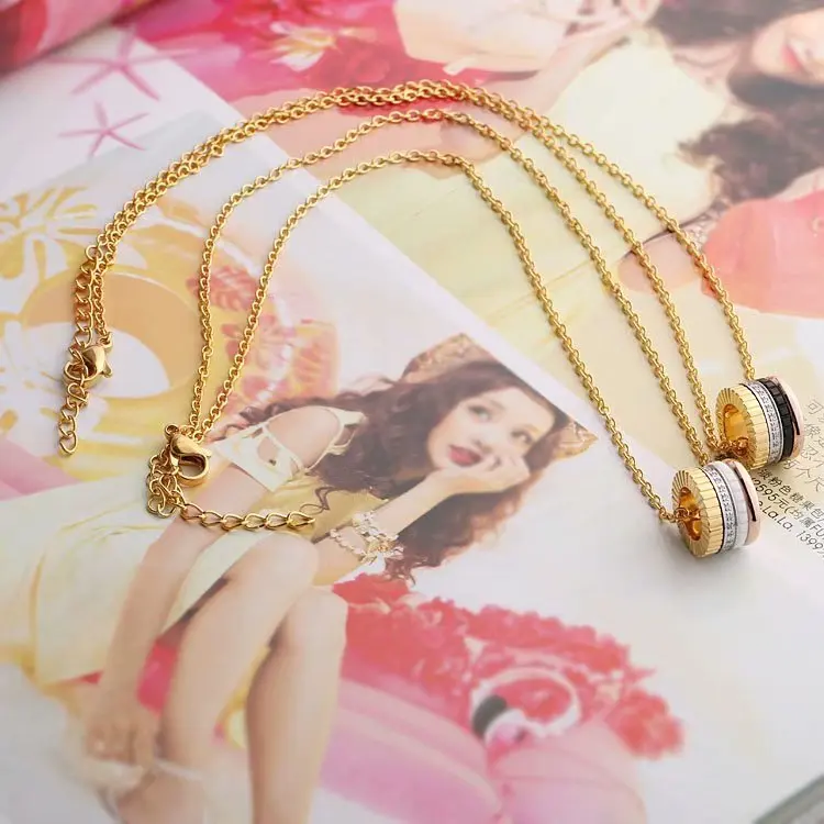 Ожерелье женское из керамики с цирконом брендовая бижутерия белого и черного