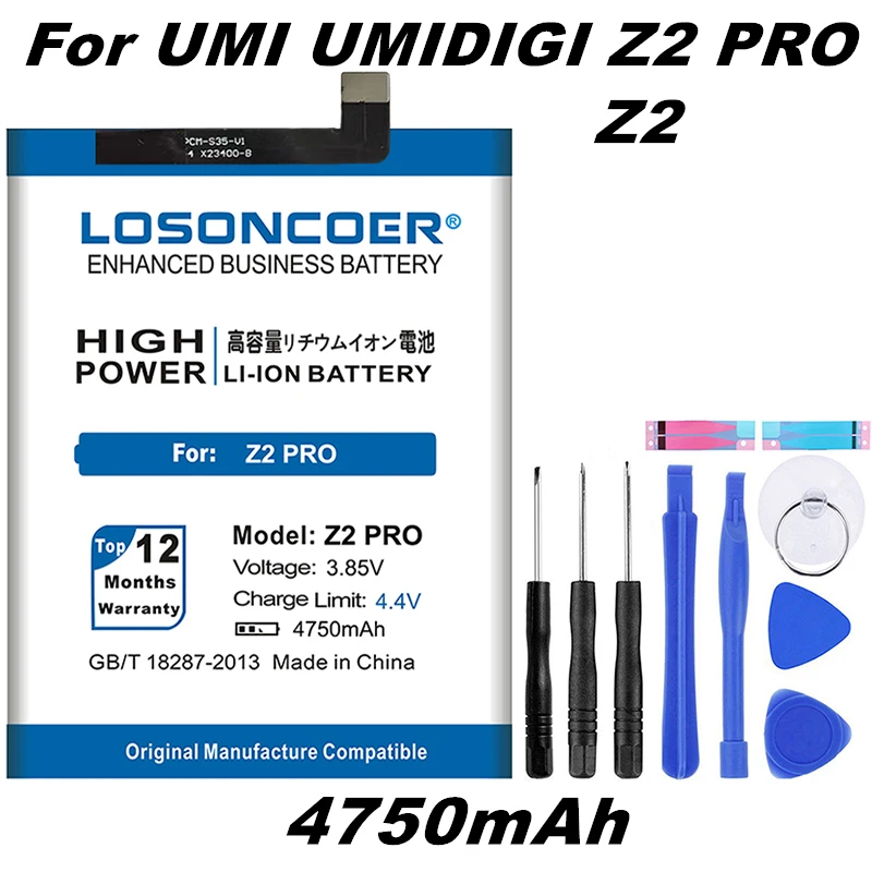 LOSONCOER Z2 Pro 4750 мАч батарея для UMI Umidigi Z2/Z2 Pro Высокое качество батареи~+ Инструменты