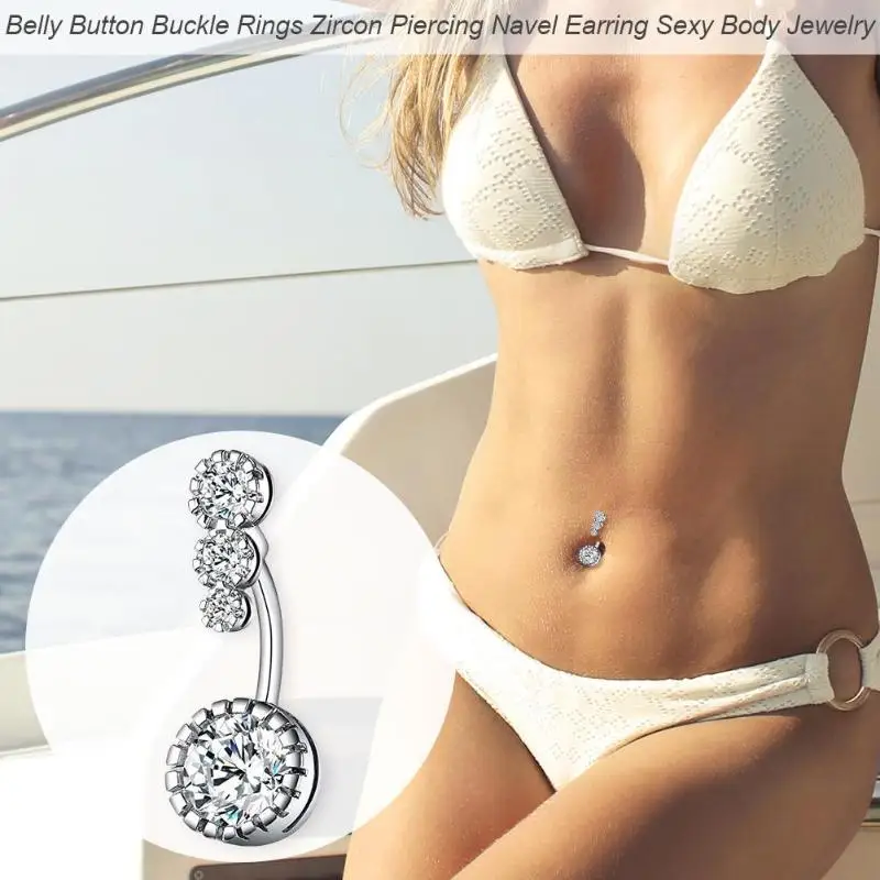 Горячая пупка Пряжка кольца Zircon для пирсинга с квадратными кристаллами