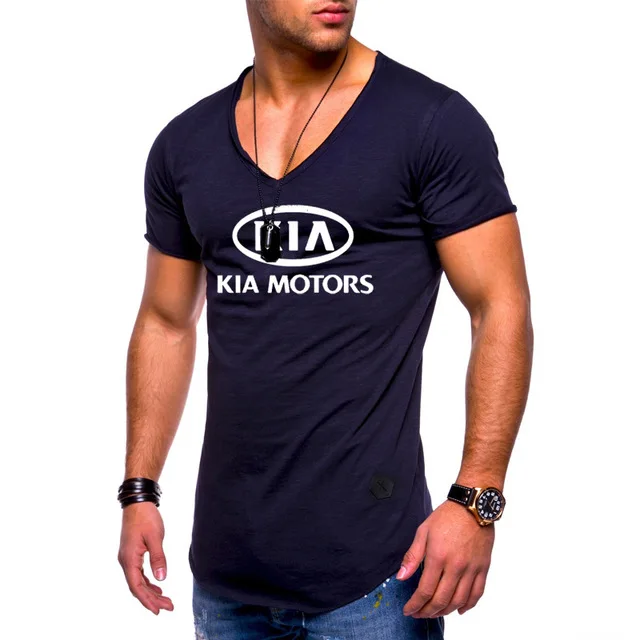 Летняя мужская футболка для KIA Car с логотипом Мужская модная повседневная