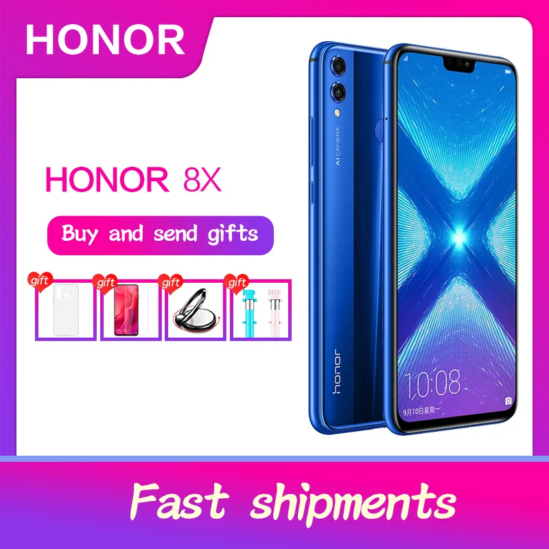 Honor 8x глобальная Rom 6 5 ''полный экран OTA обновление Восьмиядерный отпечаток