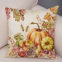 farmhouse autumn cushion case for sofa couch18 x 18 inches fall harvest throw pillow covers pumpkin truck maple leaves bicycle