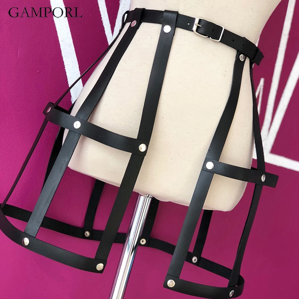 GAMPORL тело Связывание кожаное платье Жгут Бюстгальтер Талия клетка БДСМ