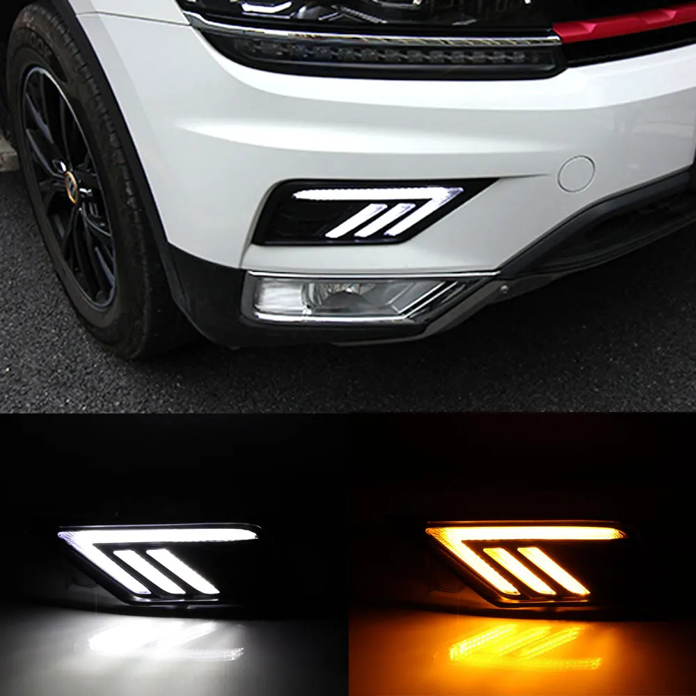 

Дневной ходовой светильник DRL для Volkswagen Tiguan 2017 2018, левый, правый, белый, ДХО и желтый, светильник поворотного сигнала