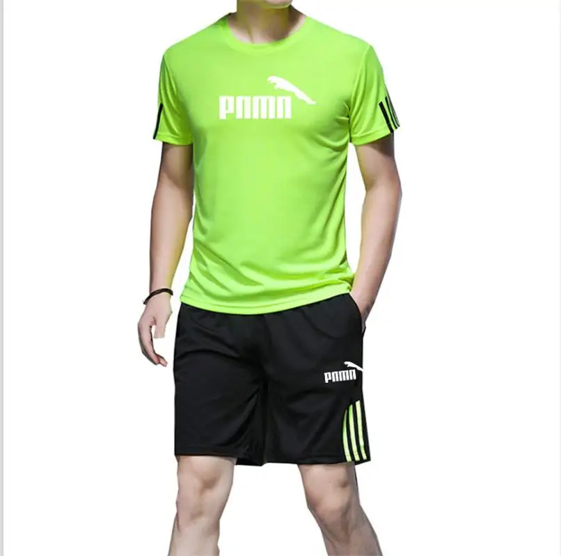 Summer Casual Male Tracksuit Clothing Men Set Fitness Suit Sporting Suits Short Sleeve T Shirt + Shorts Quick Drying 2 Piece | Спорт и