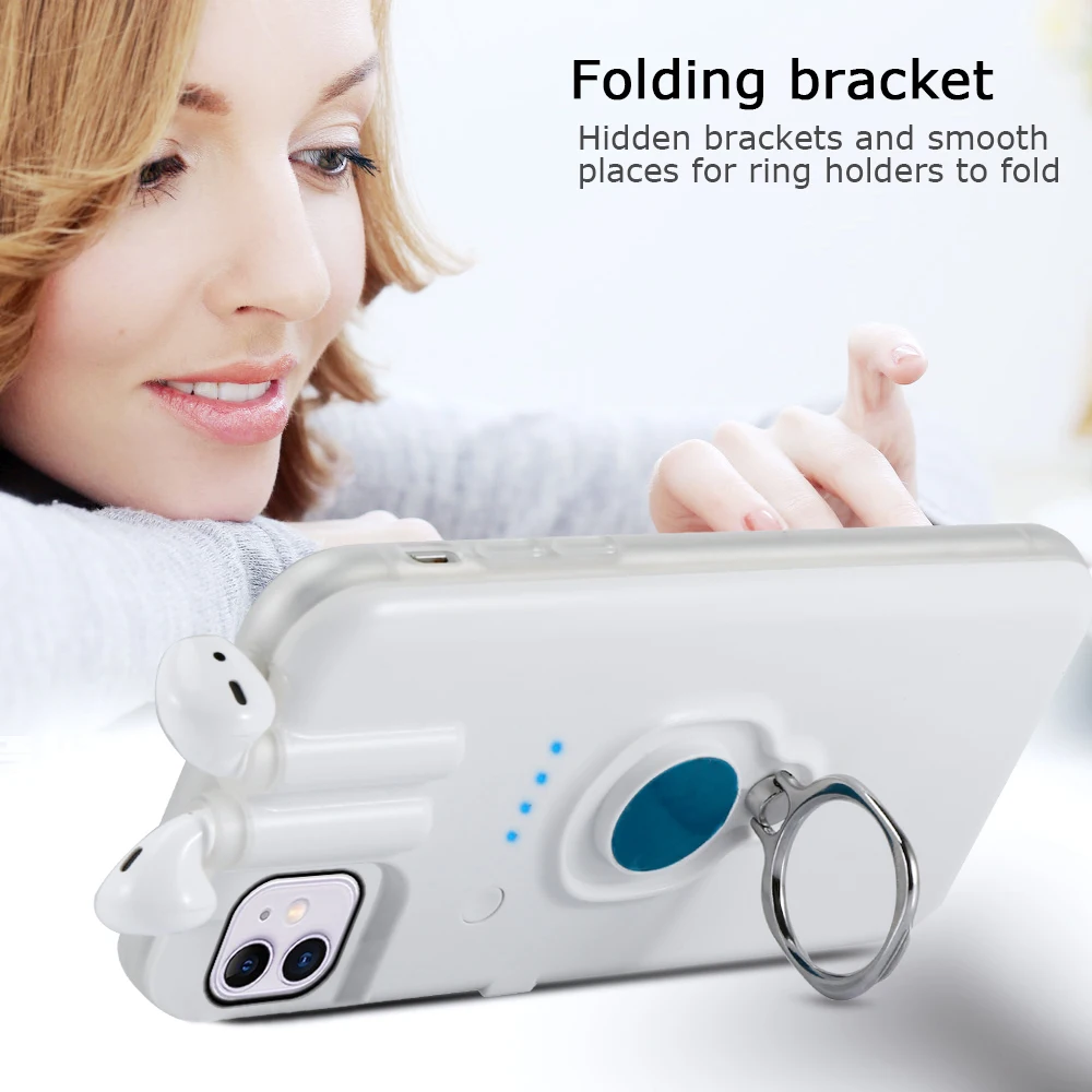 Чехол для телефона с держателем беспроводных наушников Bluetooth iPhone 11 Pro Max XR X XS 7 8 Plus