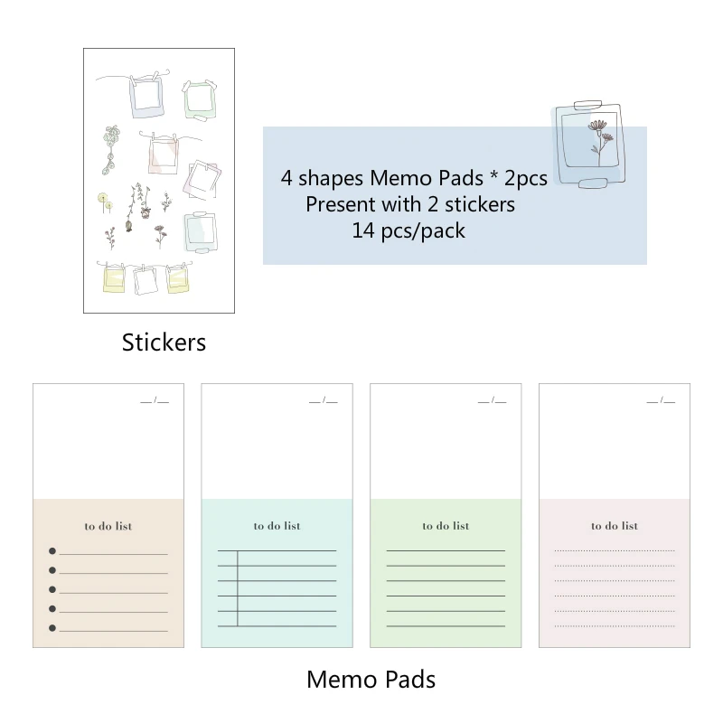 Mr Paper 4 Designs 14pcs/lot To Do List Colorful Ins Style Loose Leaf Memo Pads Minimalist Memo Pads Present with 2 Stickers - Цвет: 4