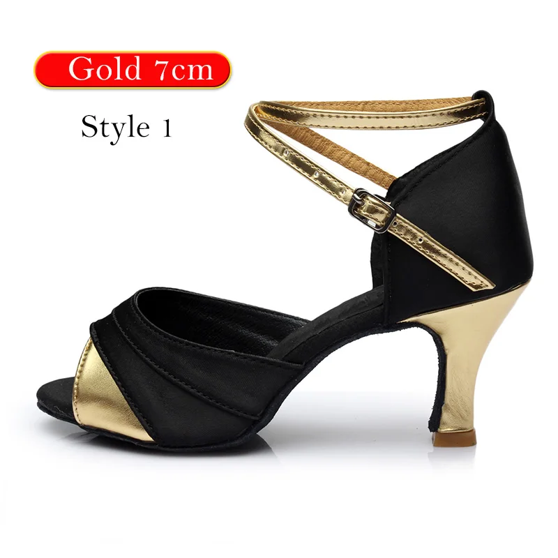 Style 1 Gold 7cm DIPLIP для женщин; Лидер продаж; Новинка; Брендовая обувь для латинских танцев на каблуке; обувь для танго бальных танцев для девочек; обувь для сальсы; Мягкая Обувь для бальных танцев - Цвет: Style 1 Gold 7cm