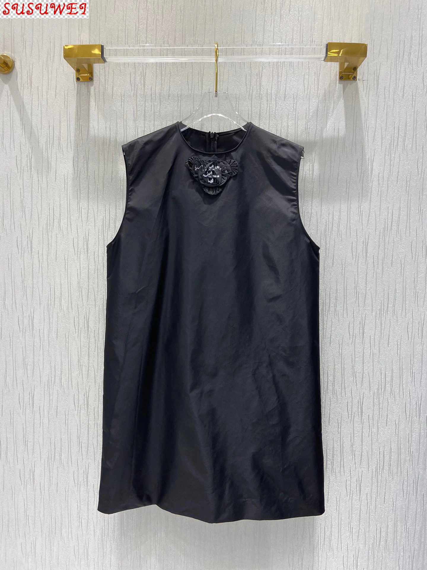 

2021 Luxury Spring Summer Collection Gothic Street Style Nylon Straight Nylon Black Dress Tunic