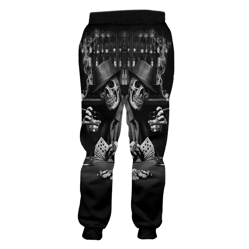 

UJWI Men's Casual Sweat 3D Pant Joggers Harem Pants Funny Print Yellow Skull Head Sweatpants Slim Fit Full Length Pants