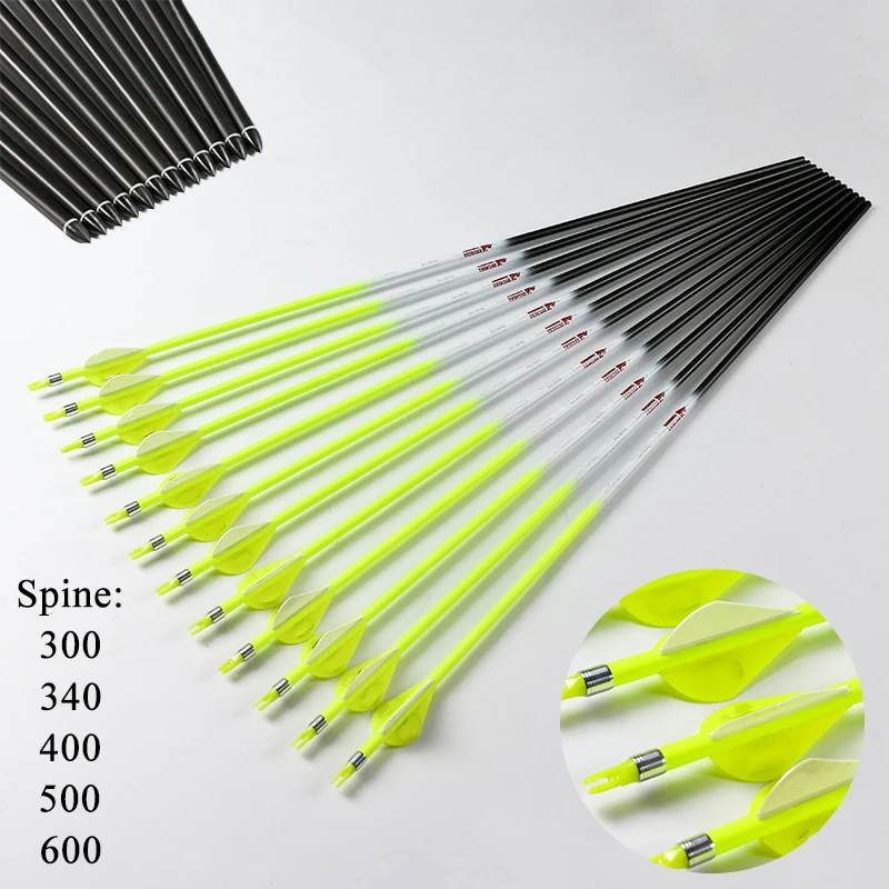 6 шт. Linkboy карбоновые стрелы для стрельбы из лука 30/32 дюймов ID6.2mm флуоресцентный