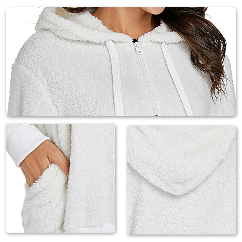 

Womens Casual Hoodies Long Sleeve Solid Color Thicken Hip-Hop Street Wear Fashion Loose Type Spring Autumn Hoody Sweatshirt