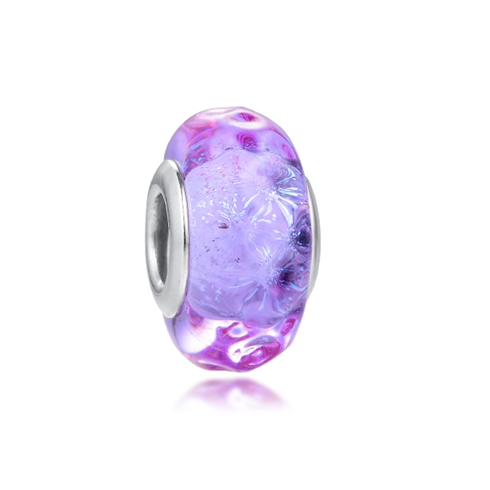 QANDOCCI DIY Подходит для Pandora Подвески Браслеты волнистые Лавандовые муранские