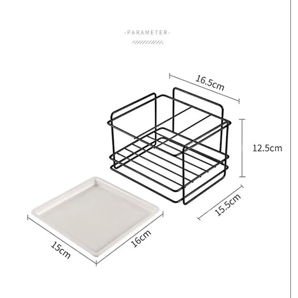 Дыропробивной железный стеллаж для слива кухни органайзер с лотком держатель