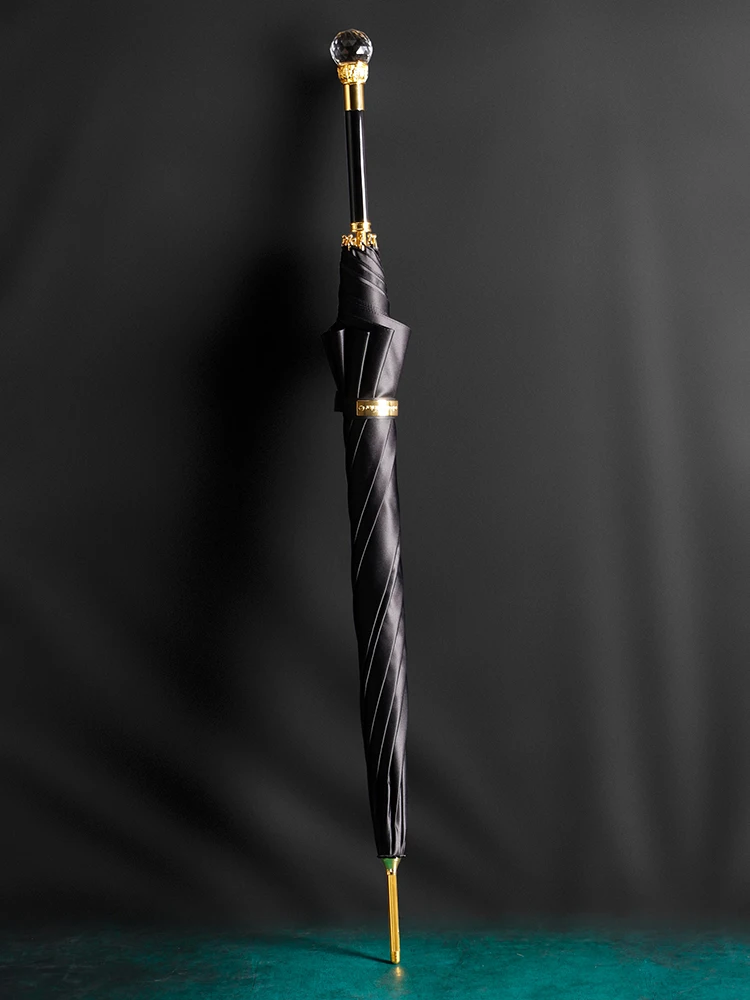 Зонт с кристаллами и длинной ручкой большой двойной зонт однотонный простой