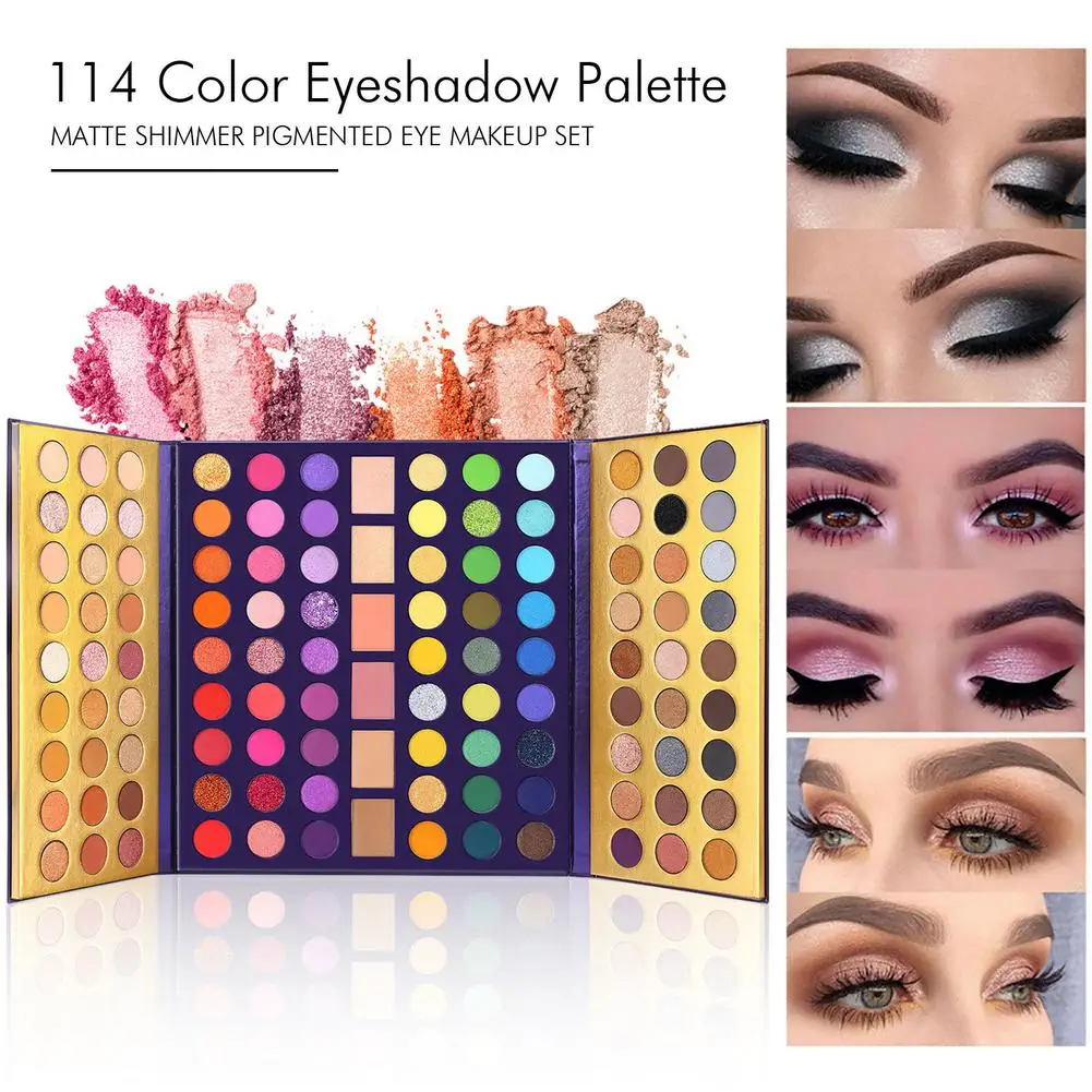 

Eyeshadow Palette Halloween 114 Colors Matte Glitter Eye Makeup Waterproof Design Super Soft and Easy to Mix