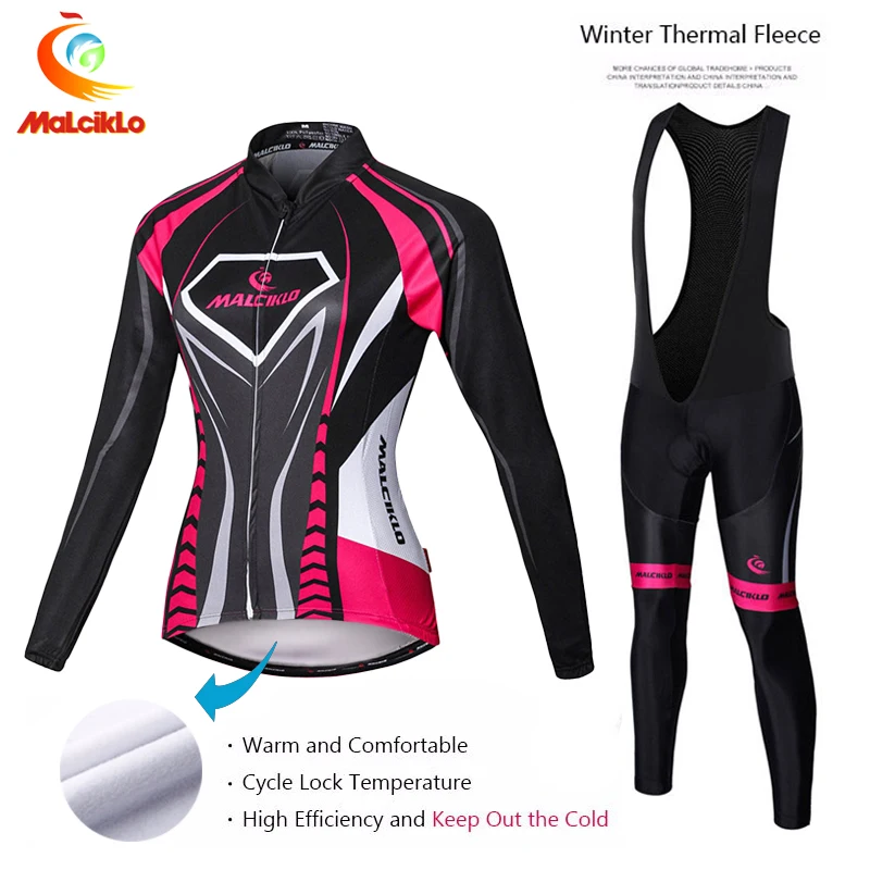 

Roupas Femininas Ciclismo Winter Thermal Fleece Cycling Maillot Jersey Suit Outdoor Riding Bicicleta MTB Clothing Bib Pants Set