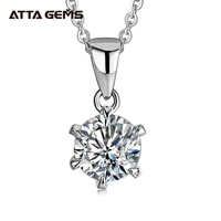 925 silver rhodium plating 1 carat vvs1 diamond test round shape moissanite pendant necklace women classic gemstone necklace