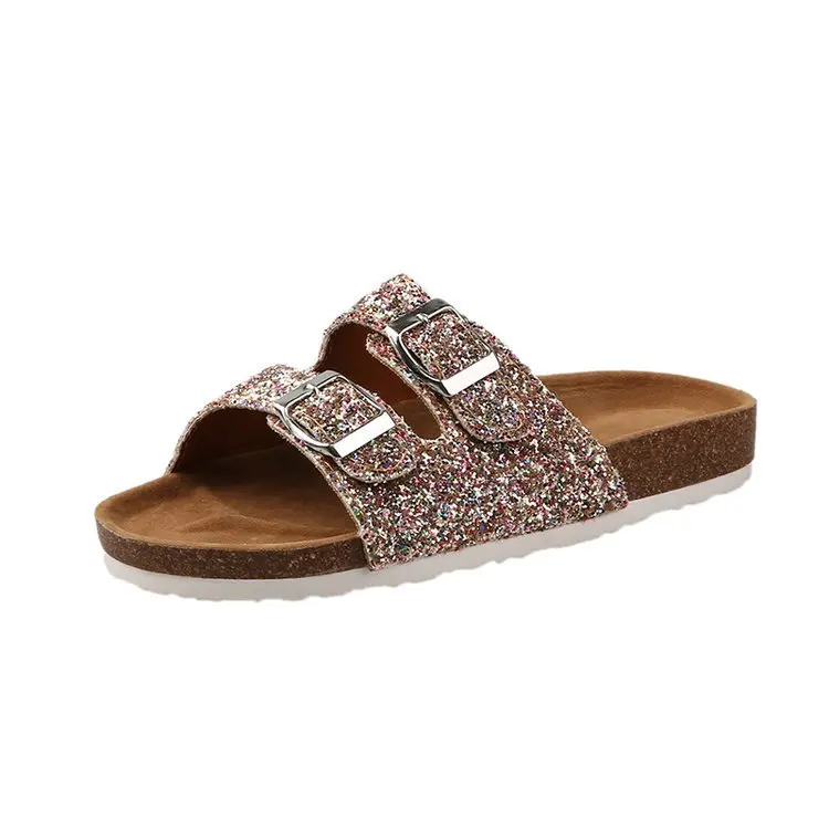

Woman Leopard Snake Print Double Buckle Decorative Set To Wear Open-toed Flat Bottom Fashion Casual Sandals and Slippers KA208