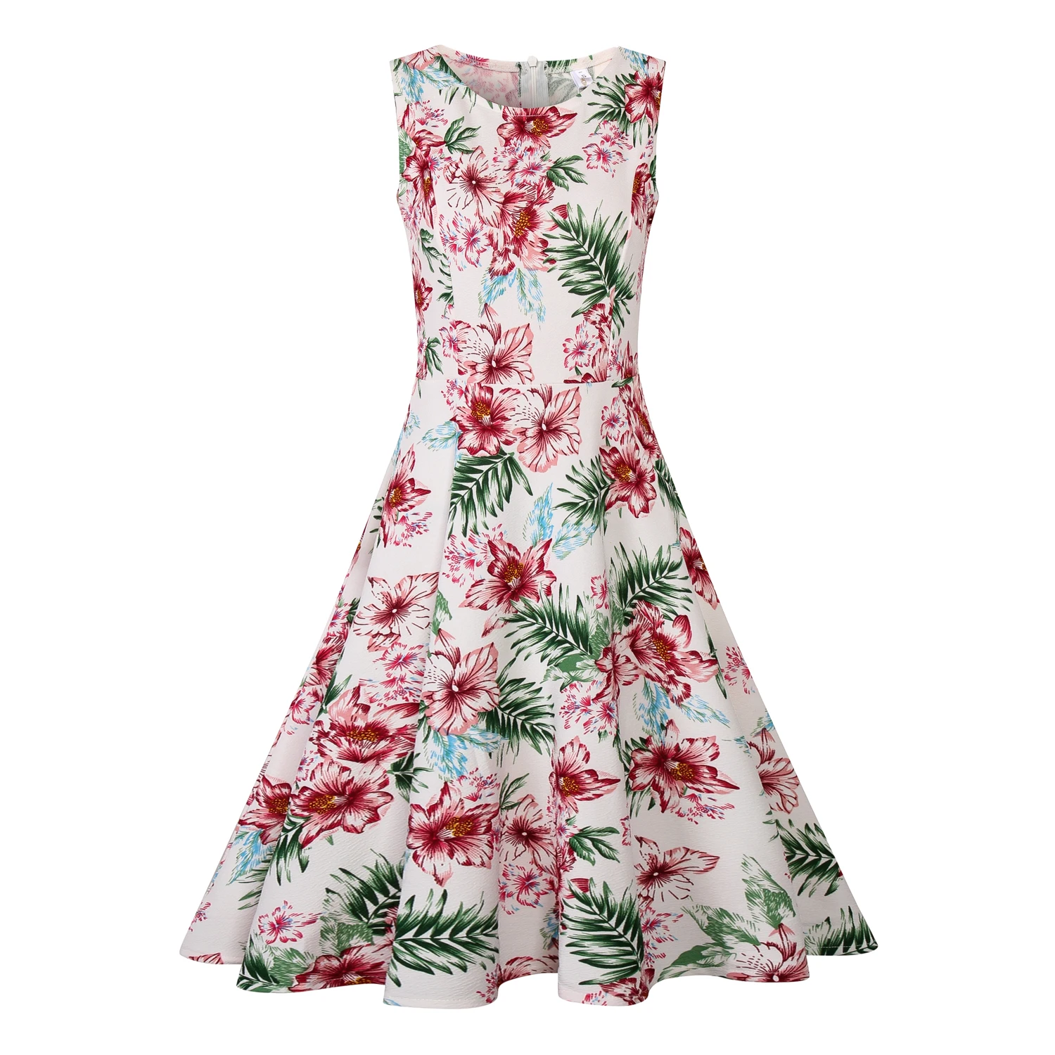 

Floral Printing Vintage Summer Dress New Women Sleeveless Large Swing Sexy Party Dress Plus Size S-3XL Dresses Vestido