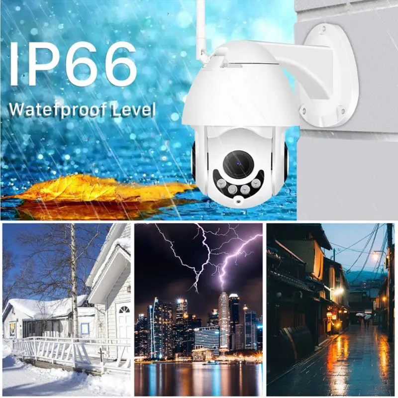 Белый 1080P WiFi ip-камера Беспроводная Проводная PTZ наружная скоростная купольная