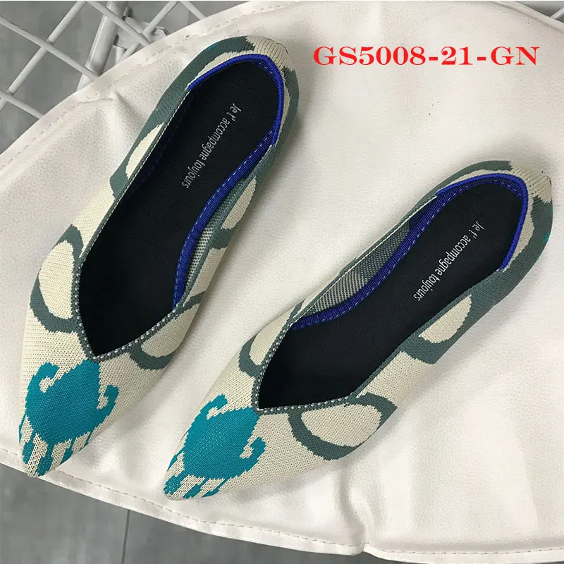 5008-21-GN Flats Genshuo/Женская обувь на плоской подошве; Zapatos de Mujer; женские балетки на плоской подошве; слипоны с острым носком; женская повседневная обувь; мягкие лоферы - Цвет: 5008-21-GN Flats