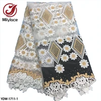 high quality beaded french mesh tulle lace fabric with embroidered african lace fabric for sewing wedding dress ydw 1711