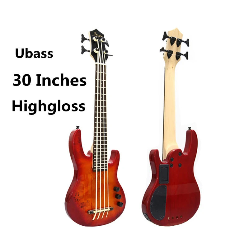 

Ubass Electric Ukulele Bass Guitar 30 Inches Bartion 4 Strings Mini UKE Electro Initiative Adapterization Poplar Highgloss