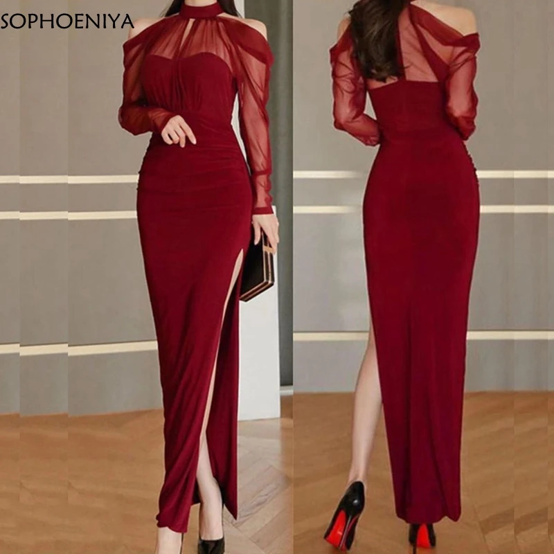 Новое поступление с высоким воротом и длинными рукавами Вечерние платья 2021