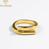 xiyanike 925 sterling silver double layer geometric ring female charm fashion simple opening light luxury handmade jewelry gift