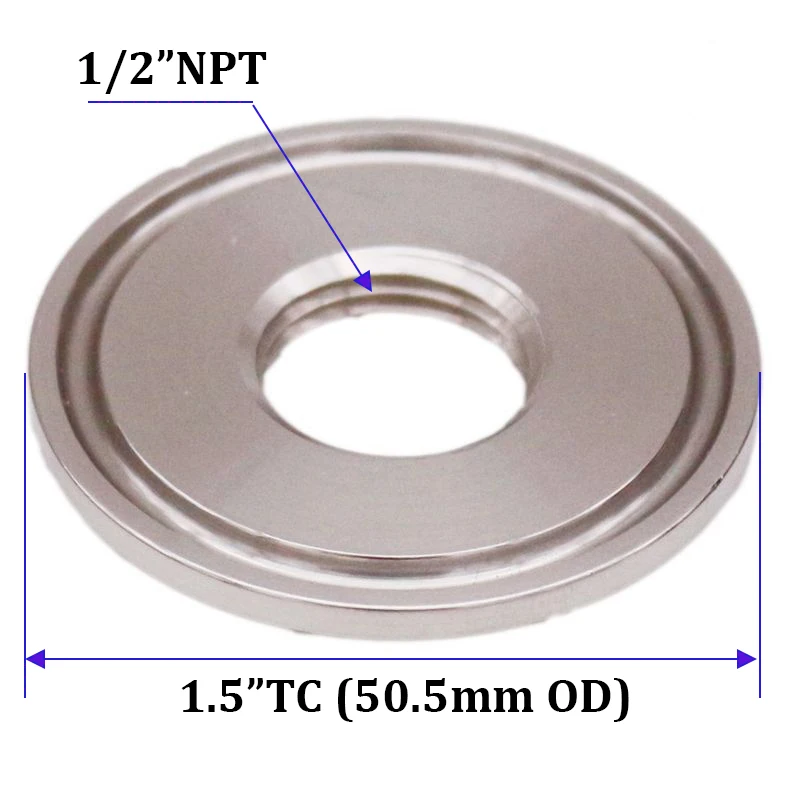 1," Tri Clamp(50,5 мм OD) крышка с 1/2" NPT резьбой санитарно 304 нержавеющая сталь Homebrew пивная фурнитура