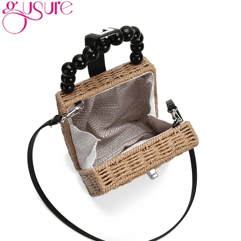 Соломенная Сумка Gusure для женщин сумка через плечо из бумажной веревки с ручками