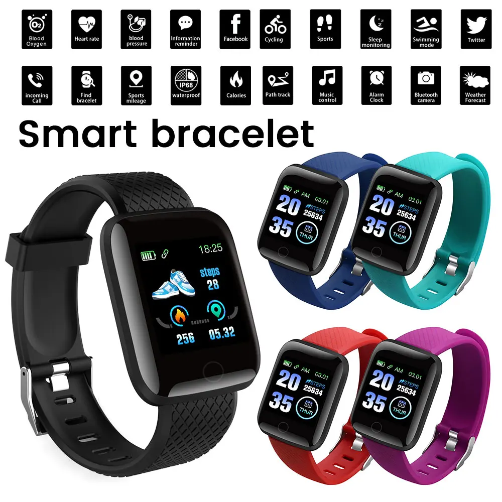 Смарт браслет 116plus цветные умные часы с сенсорным экраном смарт пульсометр
