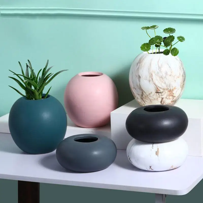 

Creative Ceramic Flowerpot Hydroponic Green Plant Nordic Ins Flower Pot Without Holes Potted Green Radish Spider Plant Pot