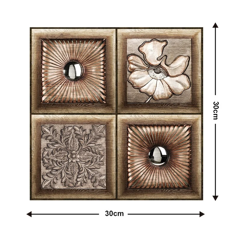 

10Pcs European Classical Pattern Wall Sticker DIY Removable Tile Self-Adhesive Waterproof Bathroom Home Decoration