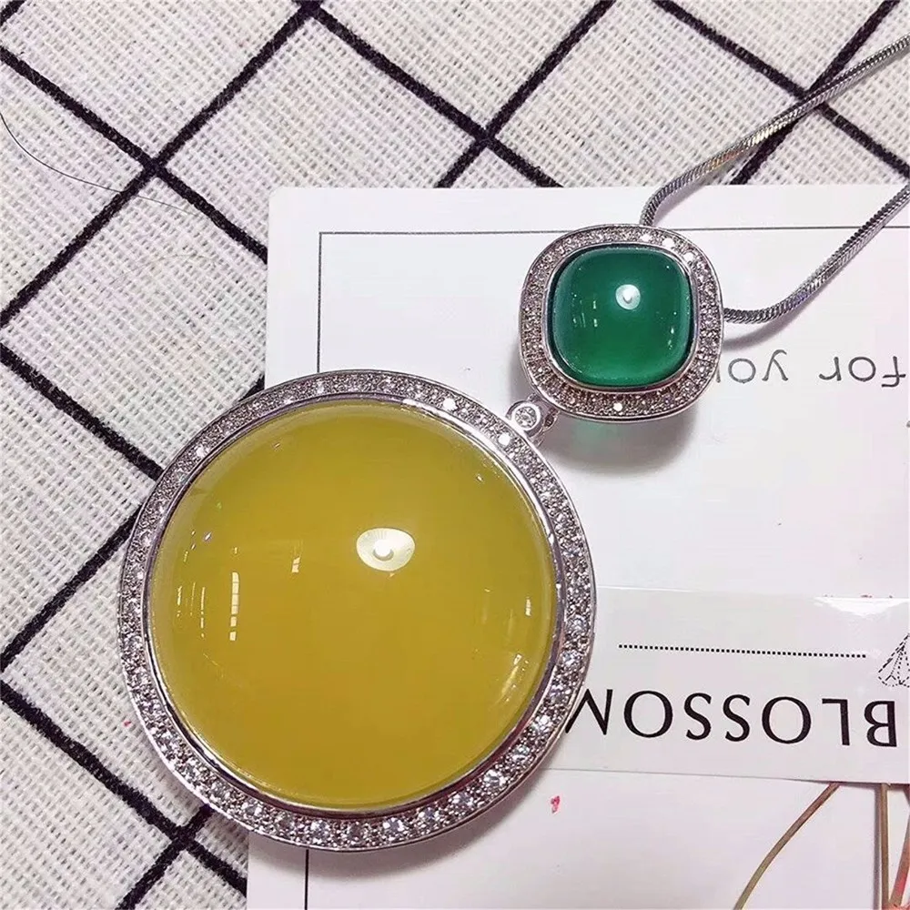 LETSFUN изящные украшения цвет зеленый серебро пробы ожерелье с поверхностью яйца