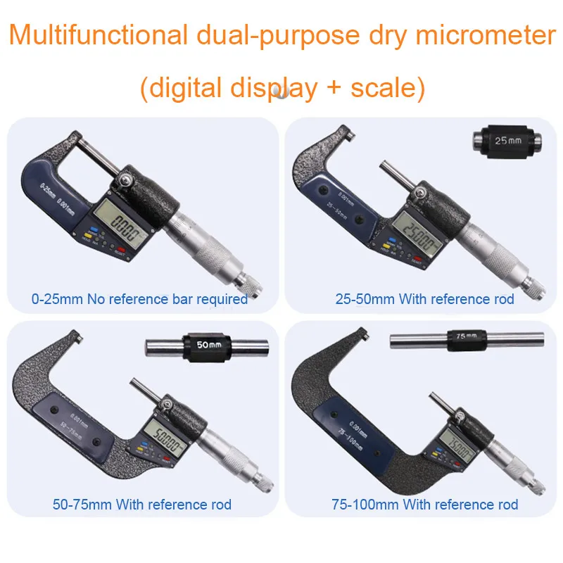 

Newly Electronic Micrometer Digital Display 0.001mm 0-25mm Thickness Gauge Multi-function MK