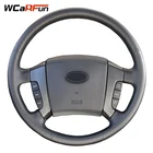 Чехол на руль автомобиля WCaRFun, прошитый вручную, искусственная кожа, черный цвет, для старой Kia Sorento 2004-2008