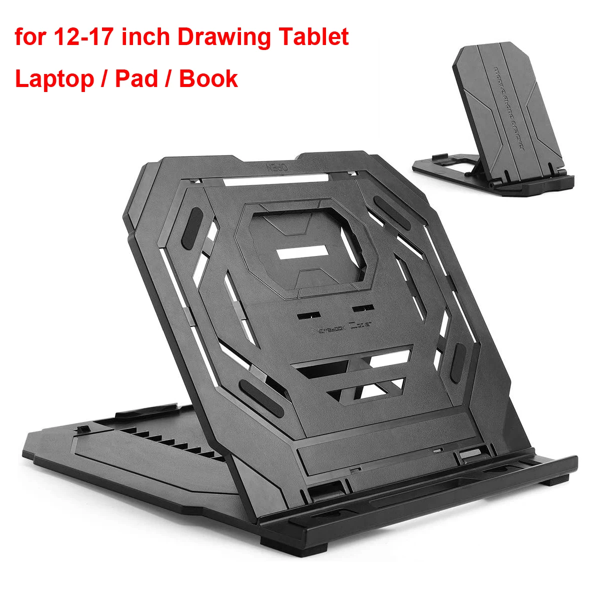 

Drawing Tablet Stand Foldable Laptop Stand for Tablet Display 9 Levels Adjustable Angles with a Built-in Phone Holder for 12-17"