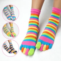 socks colorful women print multicolor toe socks five finger socks warmer cotton warmer school students hot short socks
