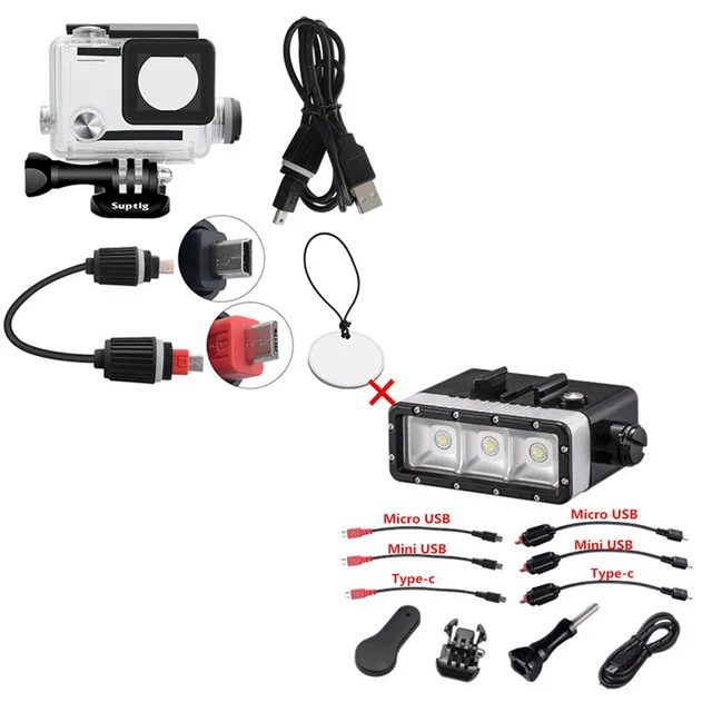 Go Pro Аксессуары для Gopro Hero 4/3 +/3 Дайвинг Подводный Водонепроницаемый светодиодный