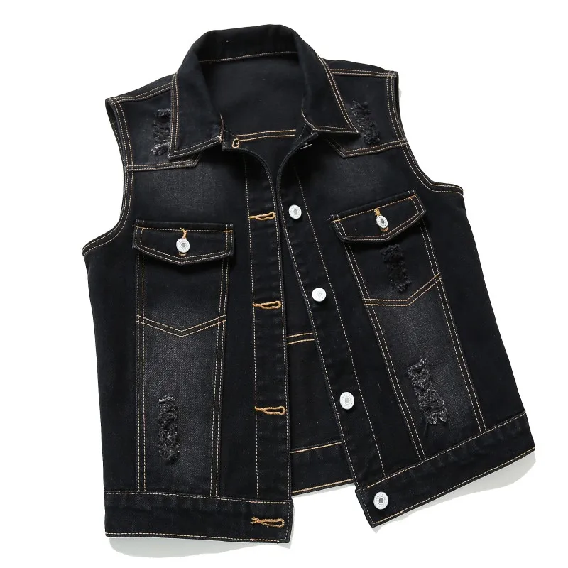 Весна джинсовый жилет для женщин Повседневное Colete пальто Винтаж Кардиган
