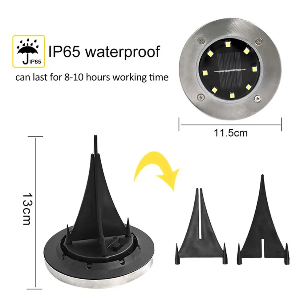 저렴한 태양 전원 지상 램프 매장 된 빛 디스크 조명 경로 방법 거리 거터 통로 16 LED 야외 보안 산책로 환경 친화적 인