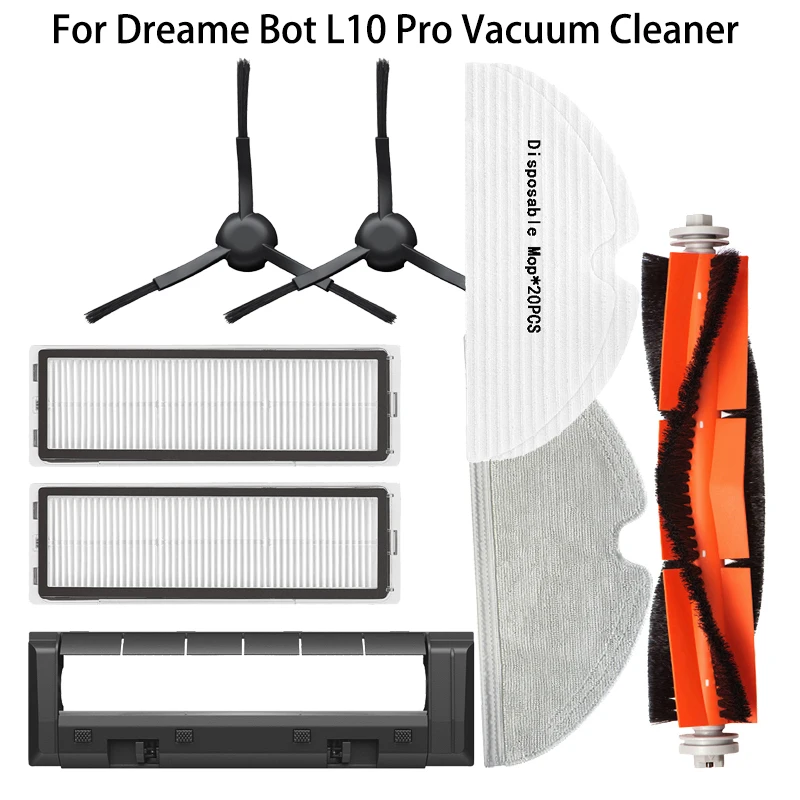 

Dreame Bot L10 Pro Robot Vacuum Cleaner Spare Parts Pack Kits Side Roller HEPA Filter Main brush Mop Cloths Dry Wet Mopping